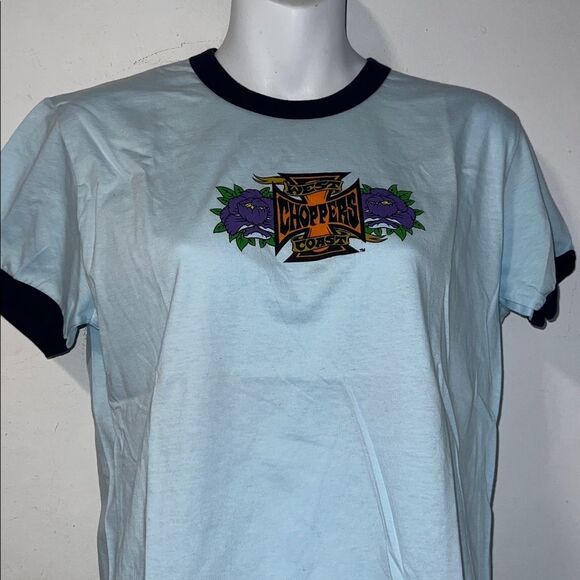 WEST COAST CHOPPERS Vintage Baby Blue Juniors/Youth Baby Doll T Shirt-NWT! - Picture 2 of 10